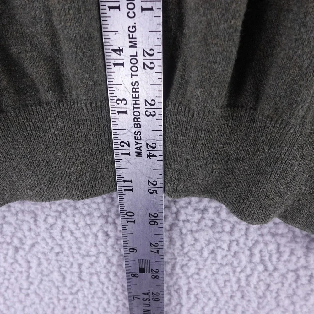Sebastian Cooper Mens Medium Green Cotton Cashmere Blend V-Neck Sweater